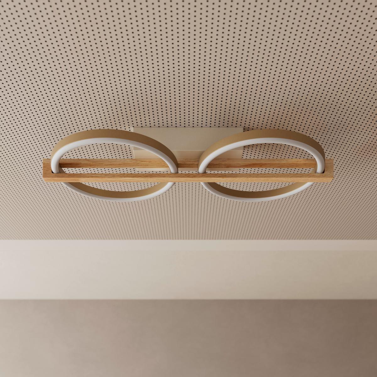LED-DECKENLEUCHTE CAMILLO - Champagner/Naturfarben, Basics, Holzwerkstoff/Kunststoff (46/20/6cm) - Luca Bessoni