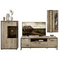 Wohnwand Ruben - Eichefarben/Schwarz, KONVENTIONELL, Glas/Holzwerkstoff (290/201/49cm) - Livetastic