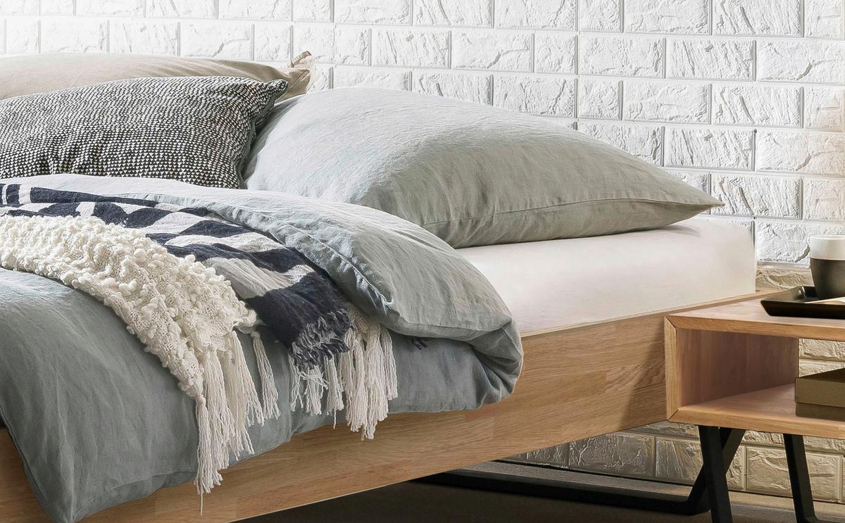 Bett Ostino Anthrazit/eiche 160x200 Cm - Eiche Bianco/Anthrazit, KONVENTIONELL, Holz (160/200cm) - Hasena