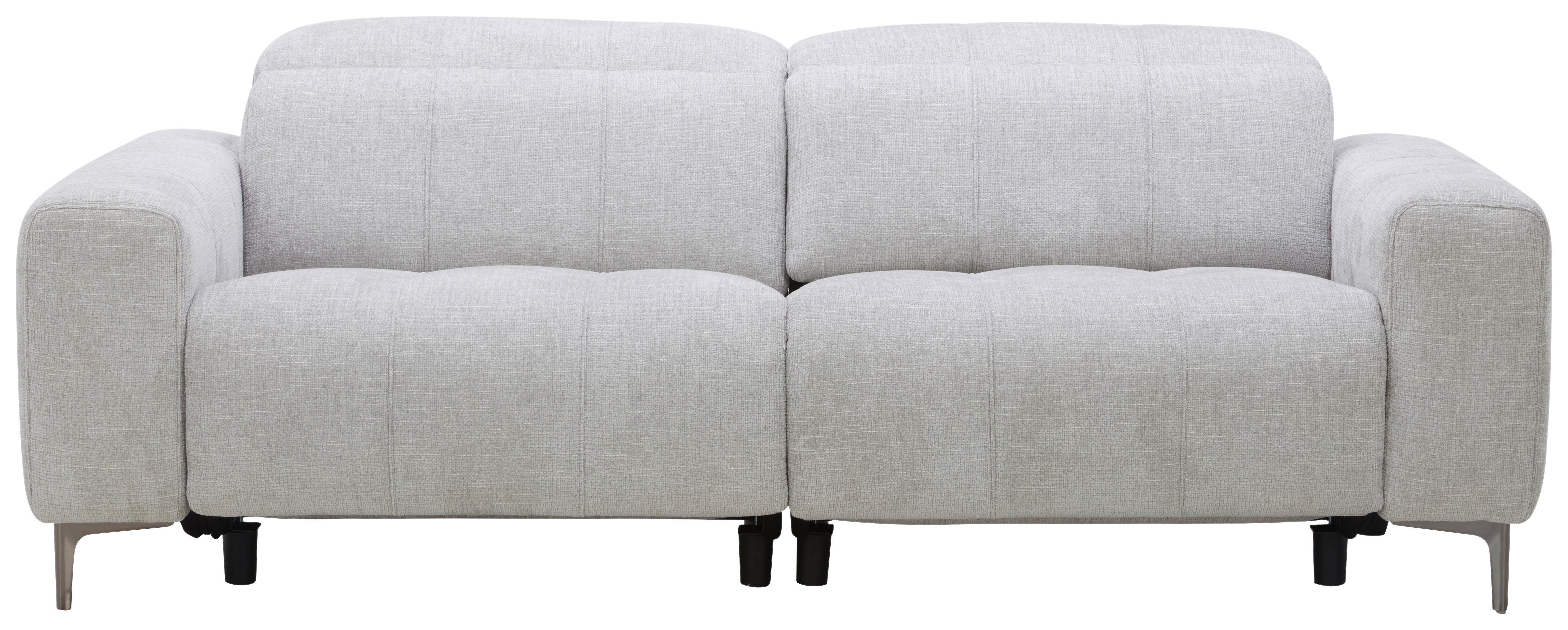 Trojmiestna pohovka ALVARO, sivý zamat, relax.funkcia - sivá/prírodná farba, Modern, kov/drevo (220/79/109cm) - Mömax