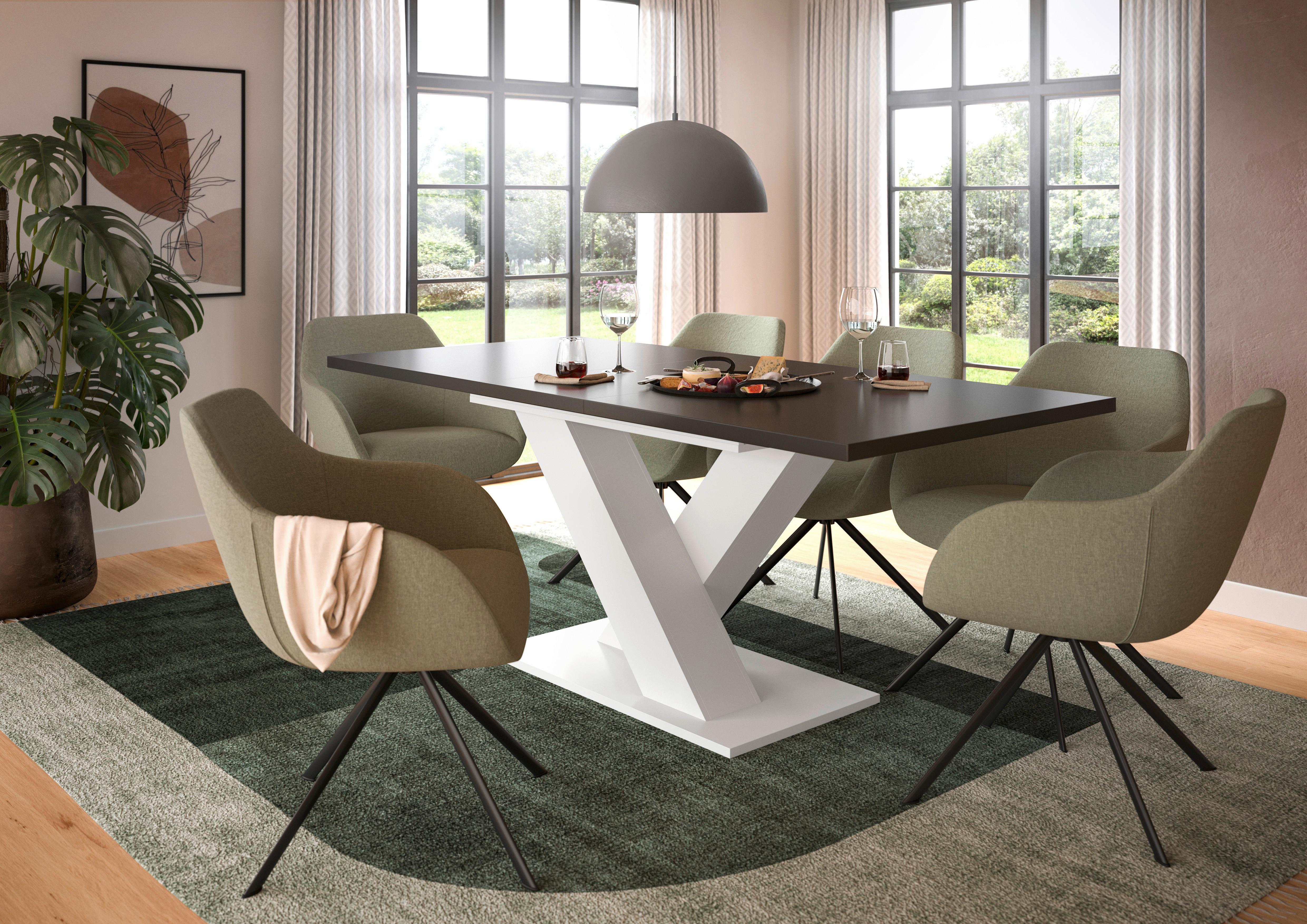 Ausziehtisch Marlon 150 Az Grau/weiß,auf 190 Cm Ausziehb. - Weiß/Grau, KONVENTIONELL, Holzwerkstoff (150-190/90/75cm)