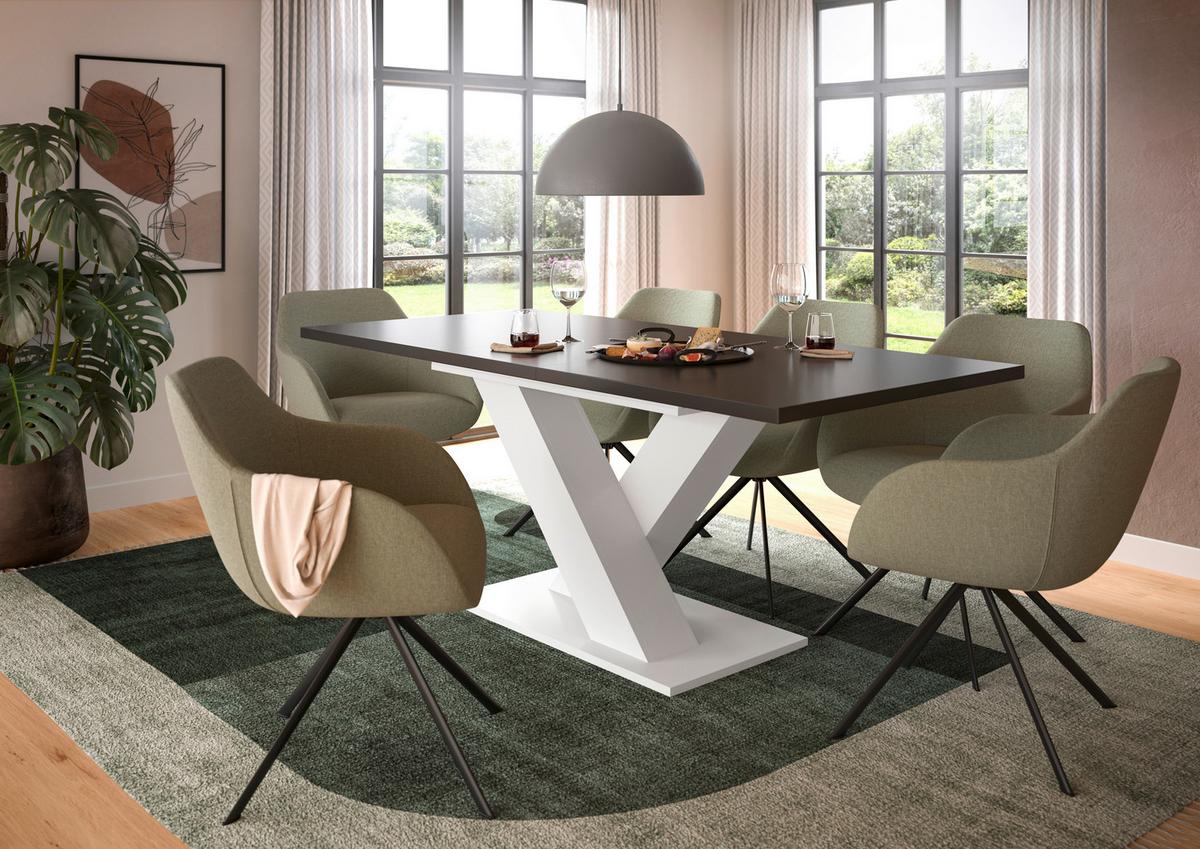 Ausziehtisch Marlon 150 Az Grau/Weiß,auf 190 cm Ausziehb. - Dunkelgrau/Weiß, KONVENTIONELL, Holzwerkstoff (150-190/90/76cm) - MID.YOU