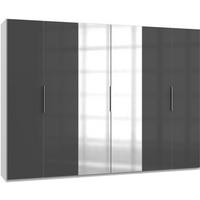 Drehtürenschrank 300cm Level, Grau/weiß - Weiß/Grau, MODERN, Glas/Holzwerkstoff (300/216/58cm) - MID.YOU
