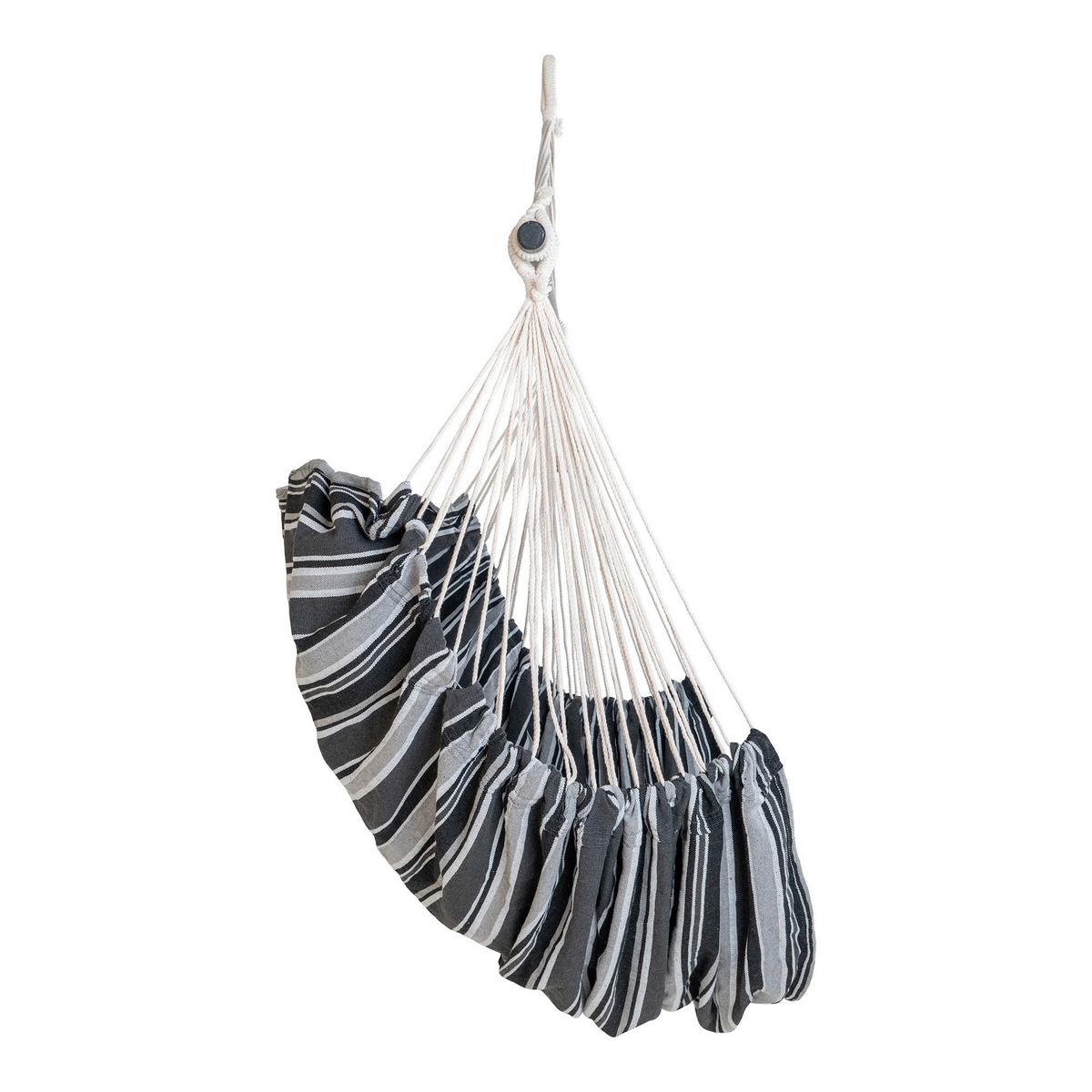 Hängematte Lamia Grau Schwarz Weiß B: 30 Cm - Schwarz/Weiß, MODERN, Holz/Kunststoff (130/185/100cm) - MID.YOU