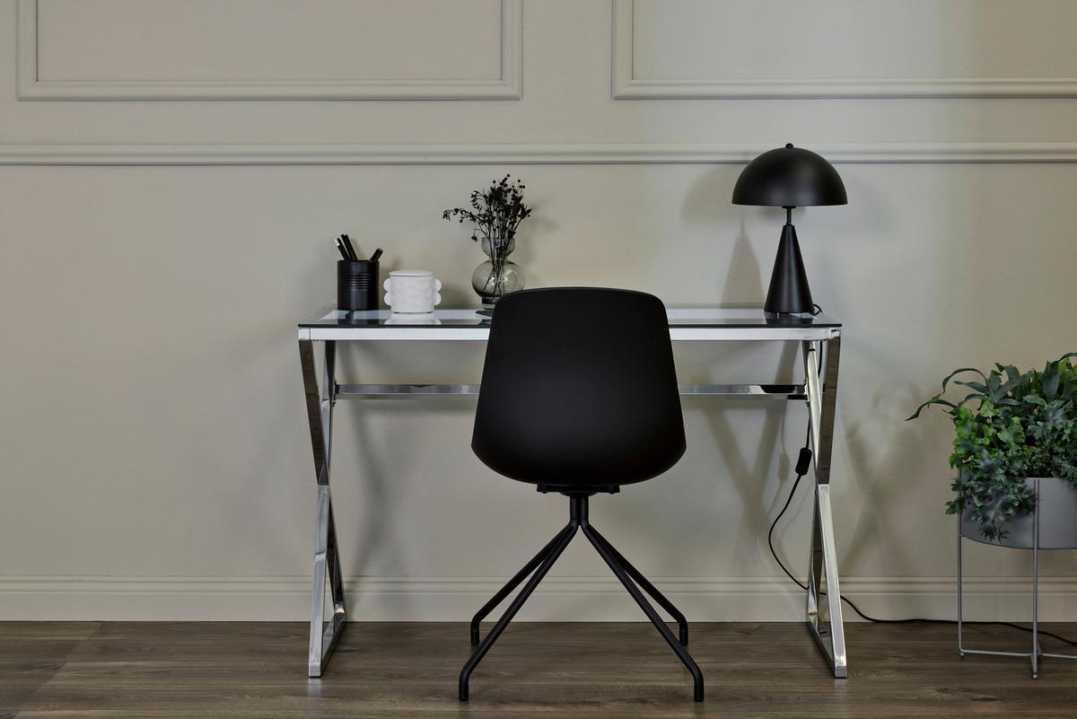 Schreibtisch Xtra Desk - Chromfarben/Klar, MODERN, Glas/Metall (110/50/72cm) - Livetastic