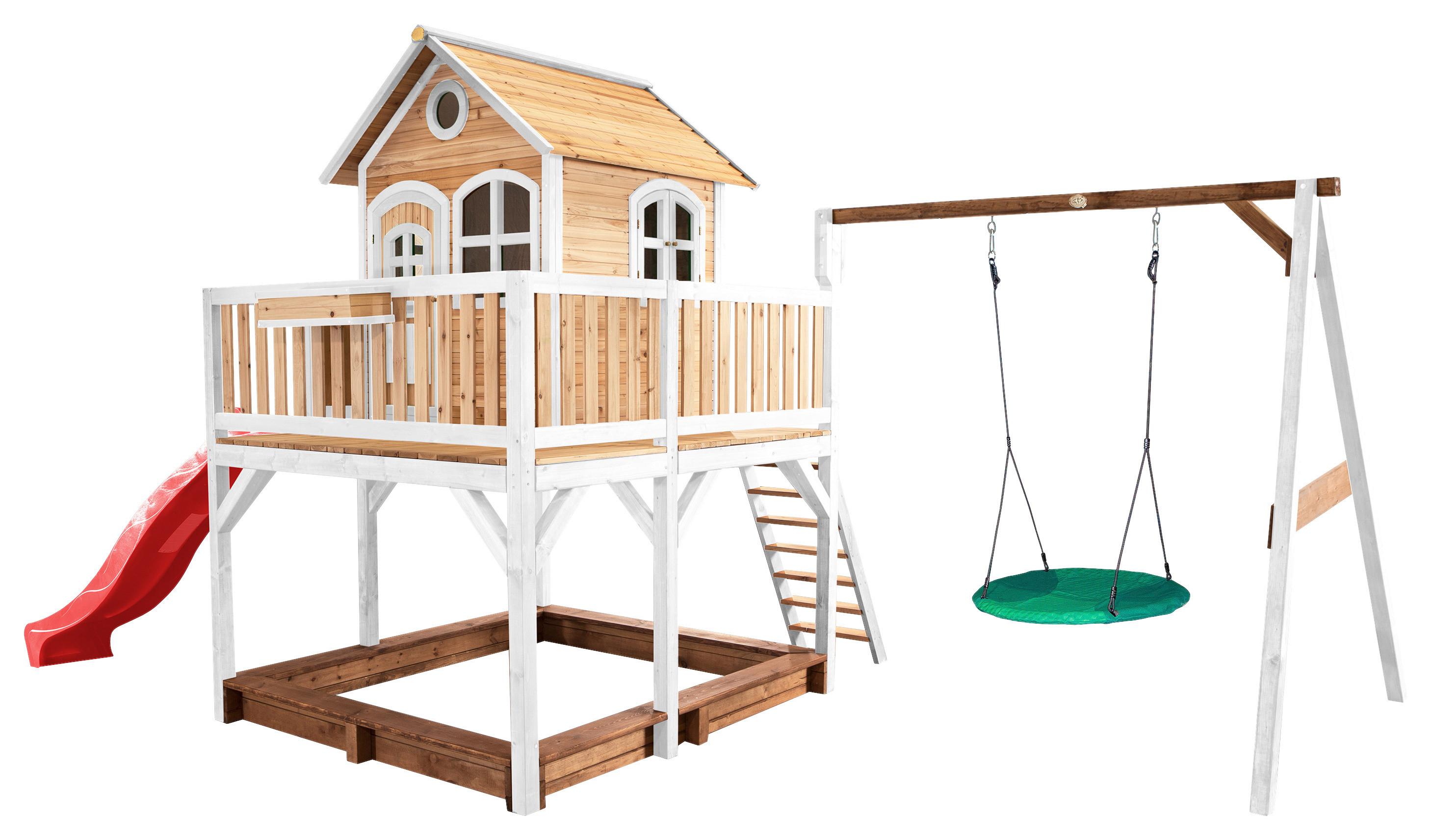 Spielturm A030.154.21 - Rot/Braun, KONVENTIONELL, Holz (613/291/277cm) - Ambia Garden