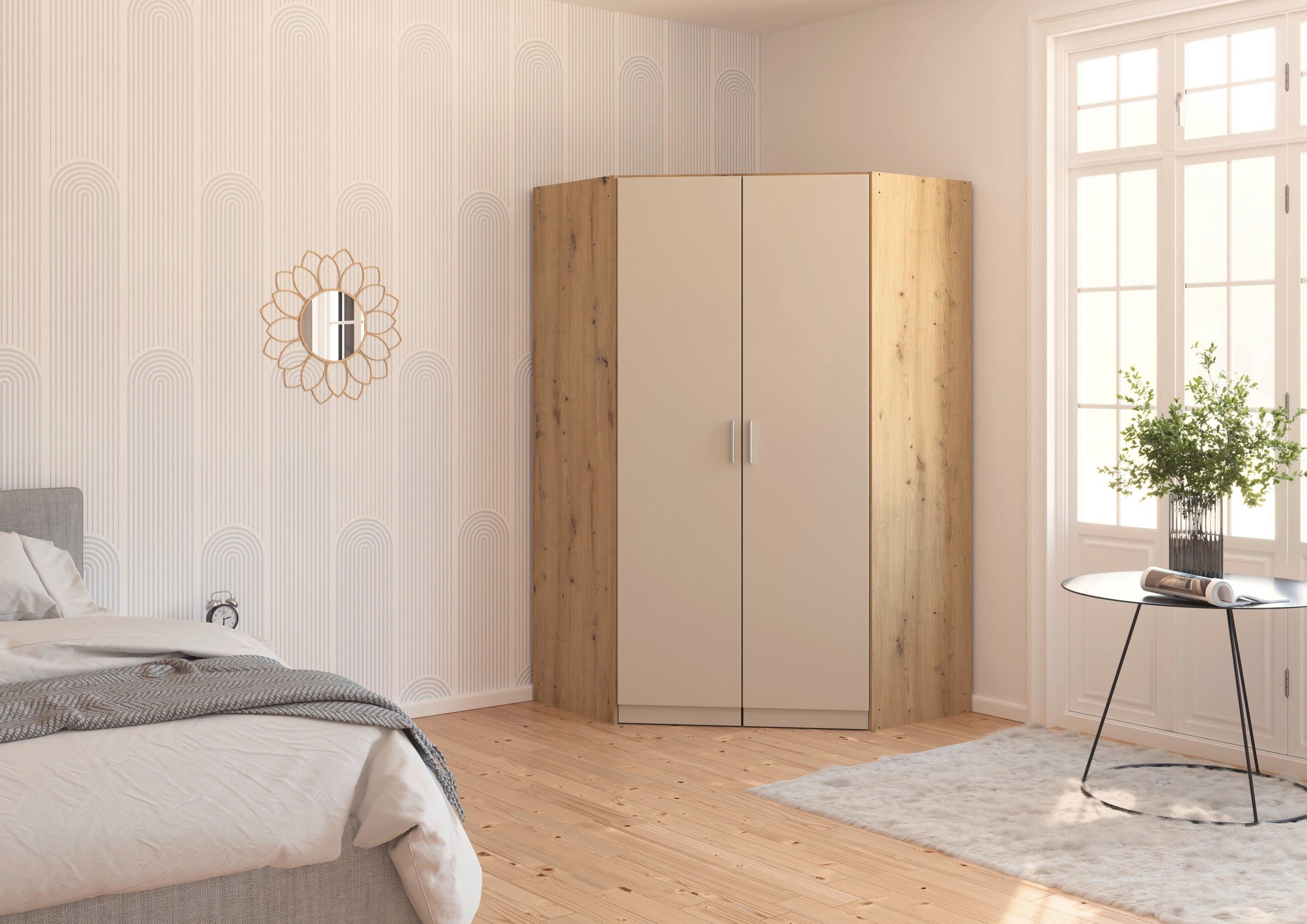 Eckkleiderschrank Celle Matt Champagner B: 117 cm - Champagner/Eiche Artisan, Trend, Holzwerkstoff (117/197/117cm)