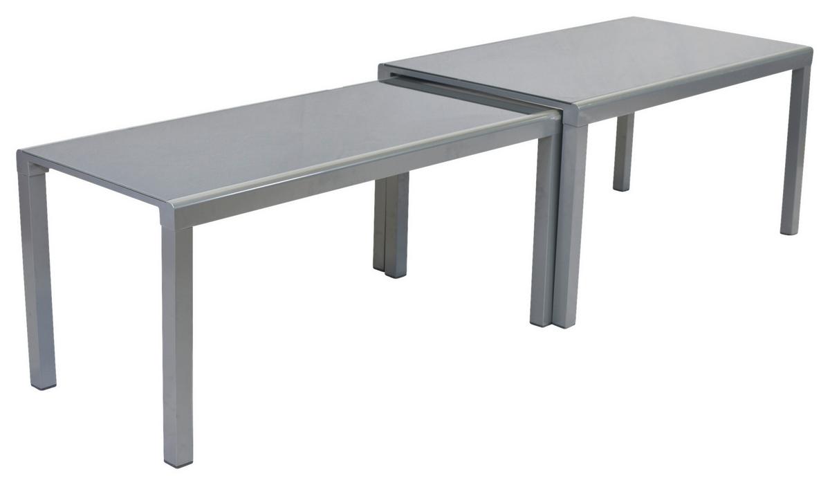 Gartentisch Ausziehbar Flex Metall L 160 Cm - Silberfarben, MODERN, Glas/Metall (160/78/75cm) - Gardenson