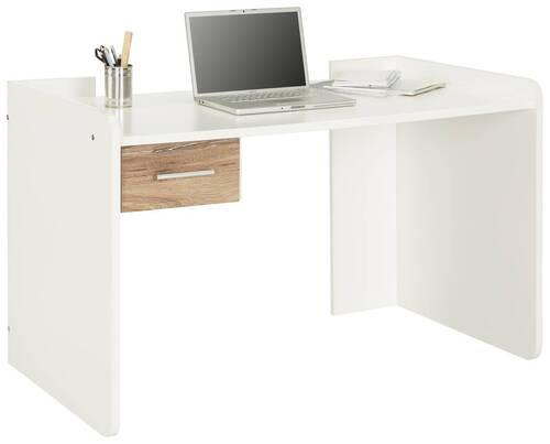 Písací stôl YOUNG dekor biela/dub Flagstaff - biela/farba duba, Konventionell, kompozitné drevo/plast (125/77/70cm)