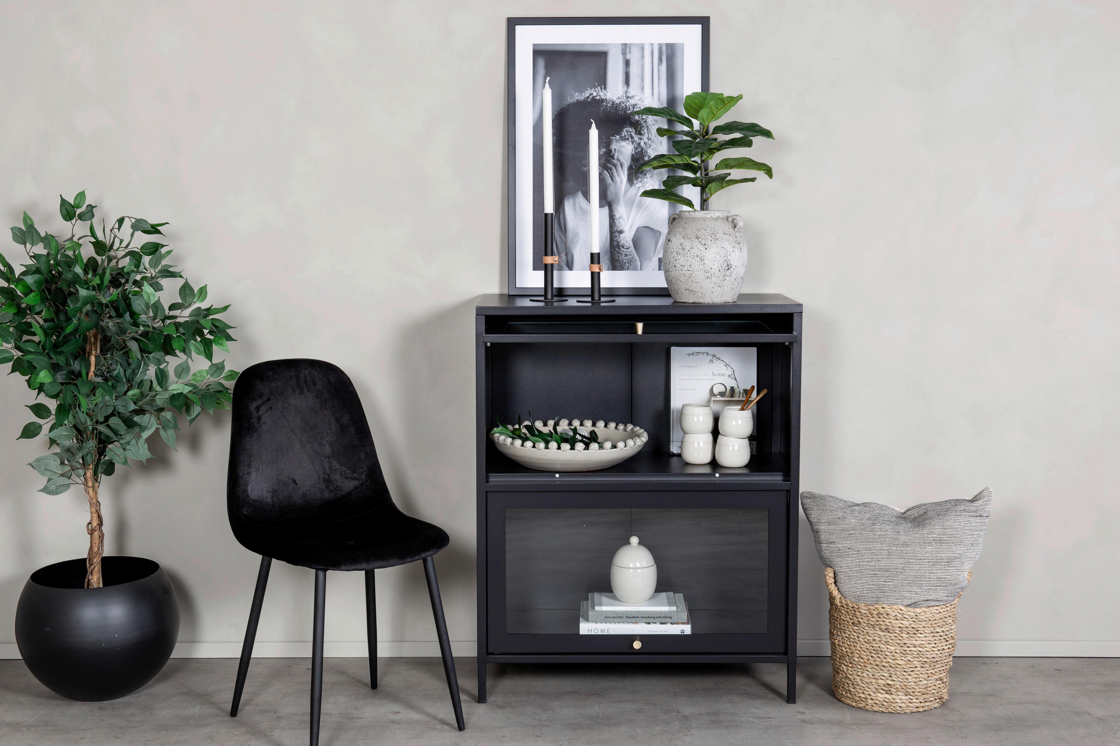 Sideboard Bakal - Schwarz, Design, Glas/Metall (80/100/40cm) - Livetastic