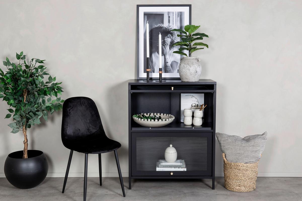 Sideboard Bakal - Schwarz, Design, Glas/Metall (80/100/40cm) - Livetastic