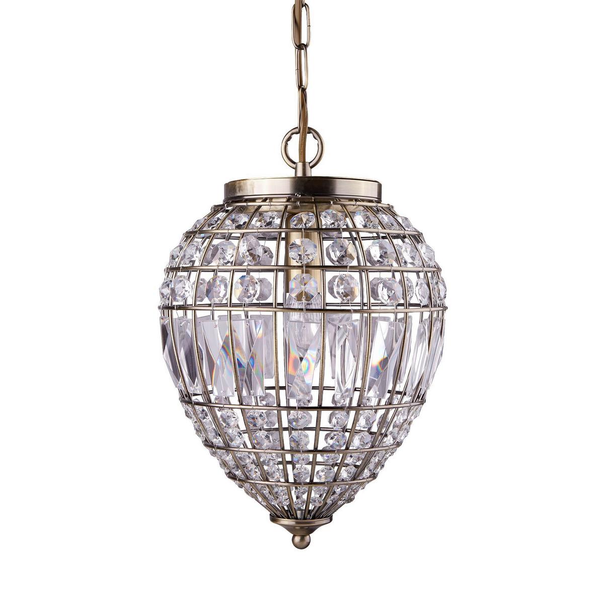 Hängeleuchte 3991ab - Messingfarben, Design, Glas/Metall (23/34-93cm)