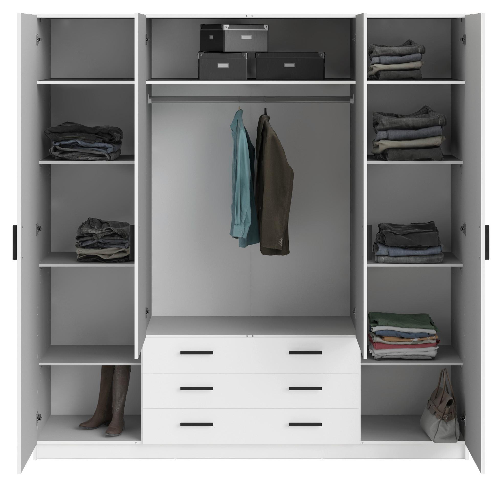 Kleiderschrank Sprint, Weiß, B: 195,5 cm - Weiß, Basics, Holzwerkstoff (195,5/200,4/49,6cm) - MID.YOU