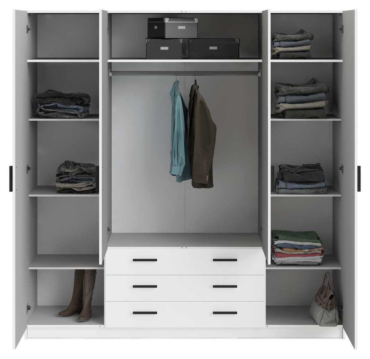 Kleiderschrank Sprint, Weiß, B: 195,5 Cm - Weiß, Basics, Holzwerkstoff (195,5/200,4/49,6cm) - MID.YOU
