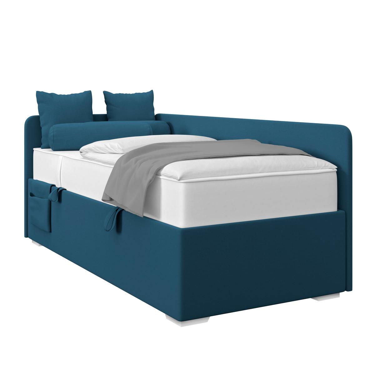 Polsterbett Remi - Chromfarben/Dunkelblau, MODERN, Holz/Textil (90/200cm)