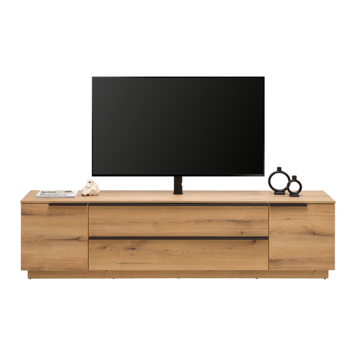 TV-Element Neo vč.LED dekor dub - barvy dubu/černá, Moderní, kov/kompozitní dřevo (210/53/40cm) - Mömax