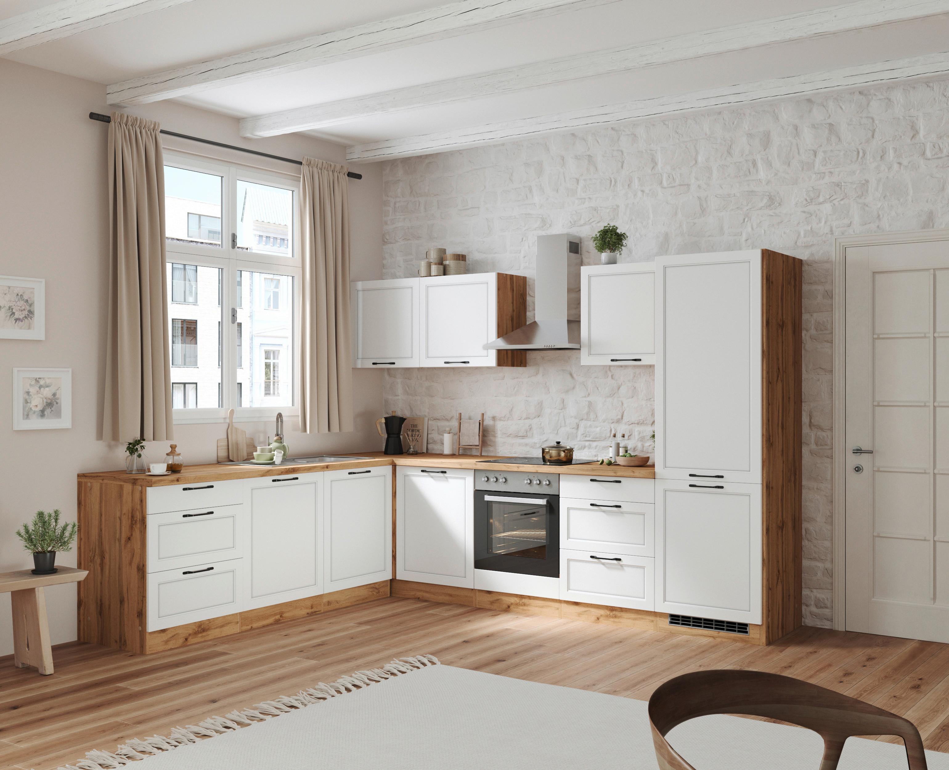 Spülenunterschrank Meran B: 120 cm Weiß/Eiche Dekor - Eiche Wotan/Weiß, LIFESTYLE, Holzwerkstoff (120/86/60cm) - Held
