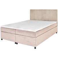 Boxspringbett Mit Topper 180x200 Cm Lilly - Beige/Schwarz, Basics, Holz/Textil (180/200cm) - Livetastic
