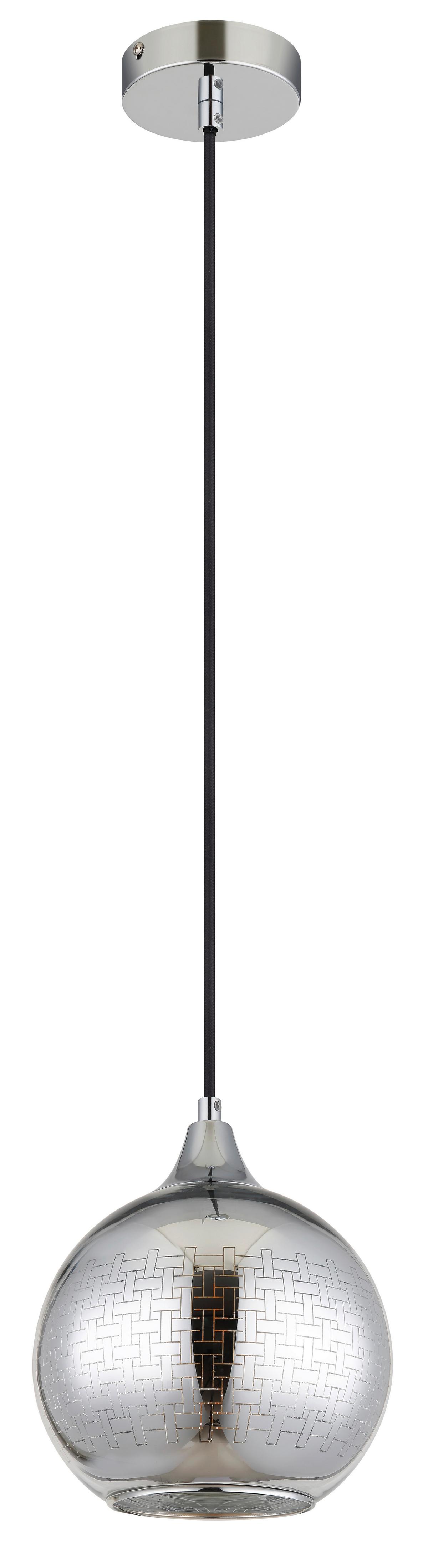 Hängeleuchte 16053 Lourdes - Chromfarben/Silberfarben, Basics, Glas/Textil (25/131cm) - Globo