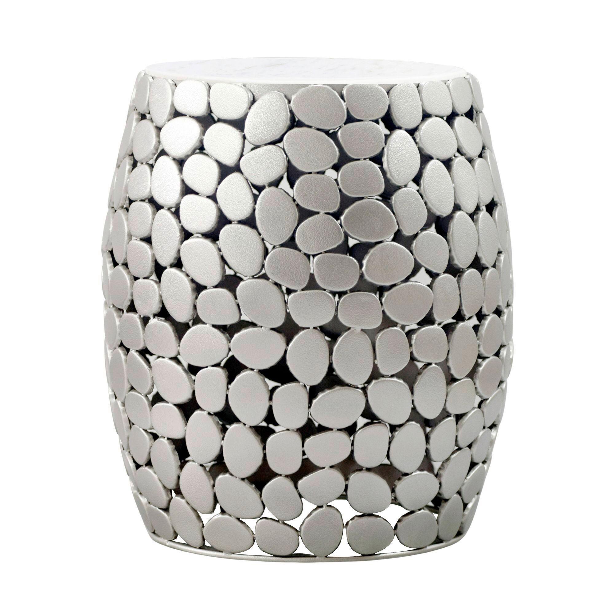 Beistelltisch Silberfarben B: 40 cm - Silberfarben, Design, Stein/Metall (40/46/40cm) - Livetastic