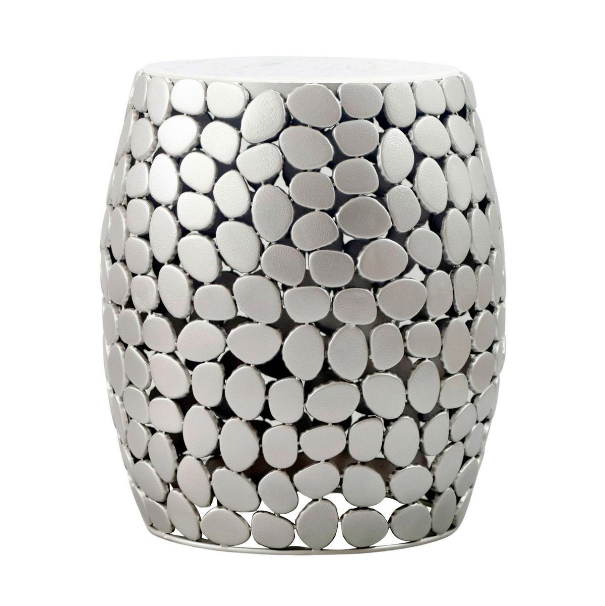 Beistelltisch Silberfarben B: 40 cm - Silberfarben, Design, Stein/Metall (40/46/40cm) - Livetastic