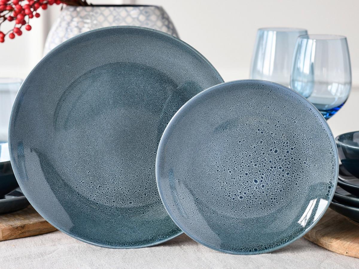 Kombiservice Steinzeug 4 Personen Geschirr Set Blau - Blau, Keramik - Creatable