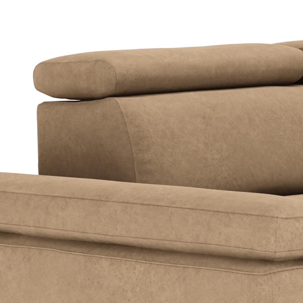Ecksofa Elvis Sandfarben S: 259x182 Cm - Sandfarben/Silberfarben, KONVENTIONELL, Textil (259/182cm) - Trendmanufaktur