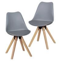 Schalenstuhl Lima Grau Beine Echtholz 2er-Set - Eichefarben/Grau, Design, Holz/Kunststoff (48/89/48cm) - MID.YOU