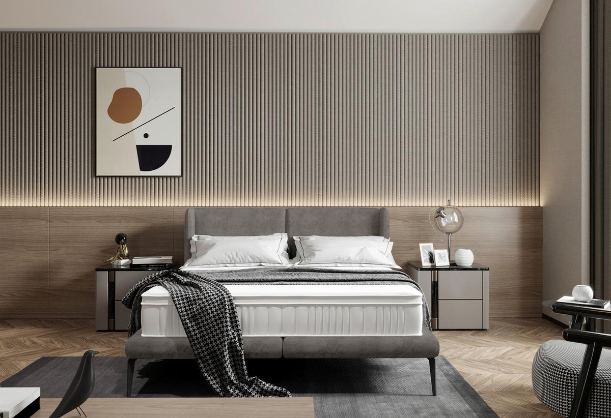 Polsterbett +matratze 180x200 Tessina Sorisso Dunkelgrau - Dunkelgrau/Schwarz, MODERN, Textil (180/200cm) - Livetastic