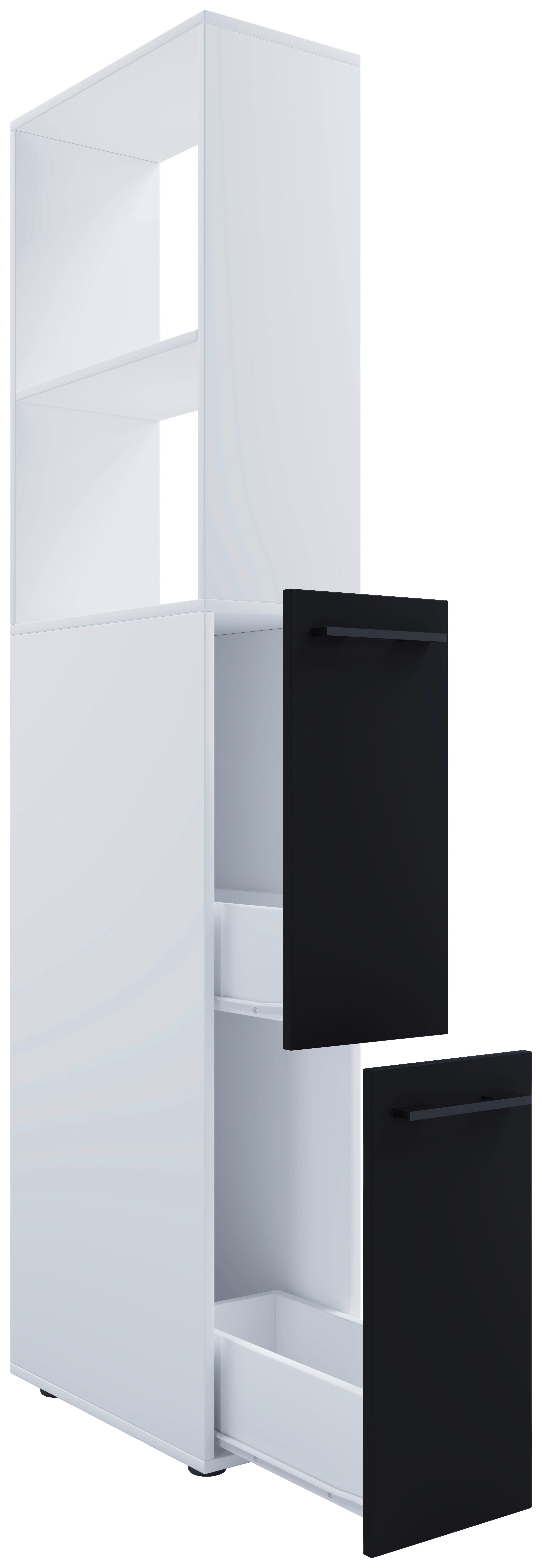Hochschrank Bad Sadilo XL BxH 25x183 cm, Weiß - Anthrazit/Weiß, MODERN, Holzwerkstoff (25/183/50cm) - MID.YOU