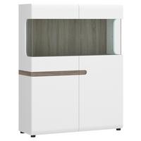 Vitrine Linate B: 109,4 cm Alpinweiss/Trüffel Eiche Dekor - Weiß Hochglanz/Trüffeleichefarben, MODERN, Glas/Holzwerkstoff (109,4/143,2/41,9cm)