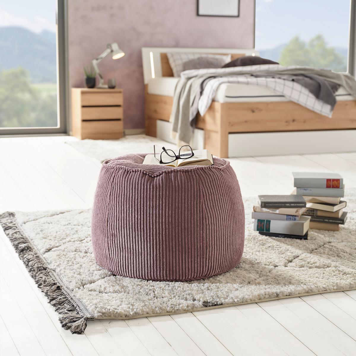 Hocker Regina Cord Lila Sitz Gepolstert - Lila, MODERN, Textil (38/60cm)