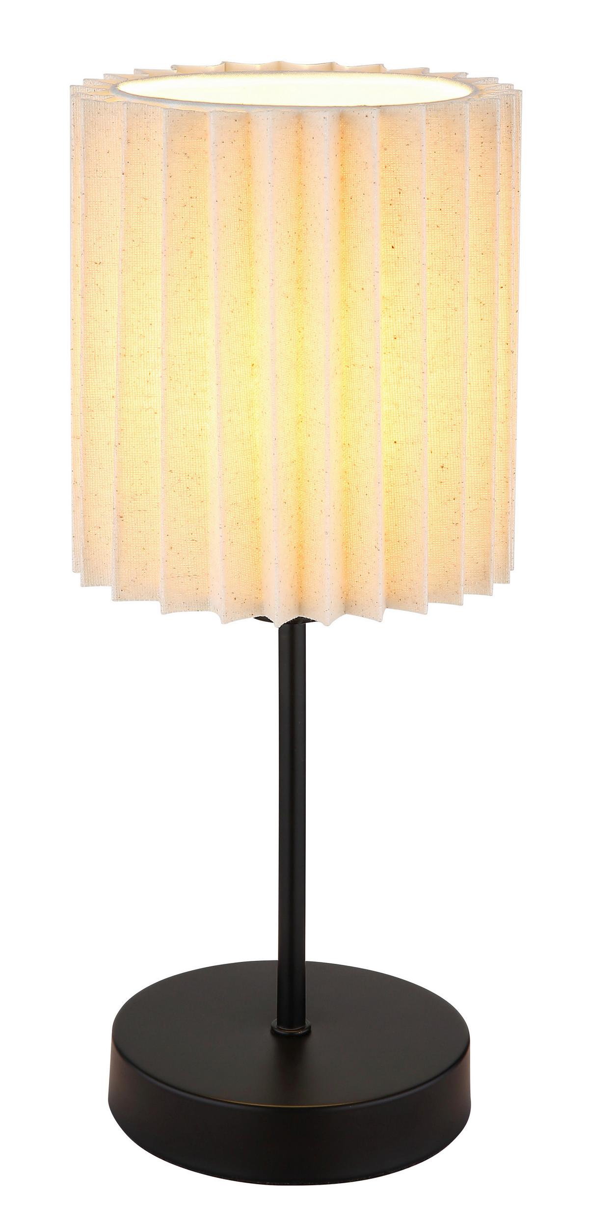 Tischleuchte Naturfarben Schwarz D: 26,5 cm - Schwarz/Naturfarben, KONVENTIONELL, Textil/Metall (26.5/50cm) - Globo