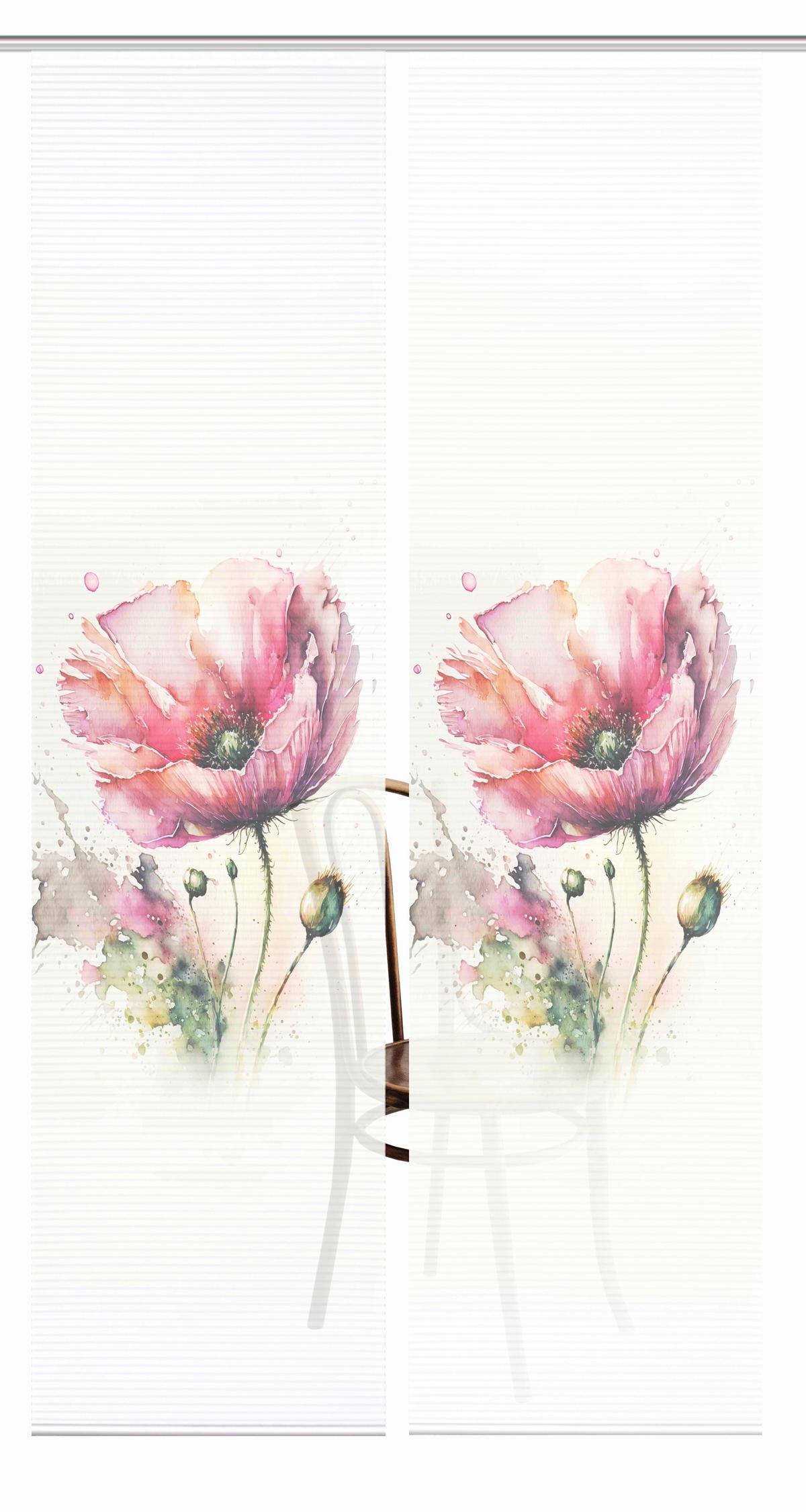 Flächenvorhang Meliora 2er Set - Salbeigrün/Rosa, Natur, Textil (60/245cm)
