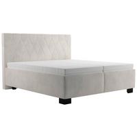 Čalúnená posteľ FERAMA 160x200 cm, krémová - čierna/sivá, Modern, drevo/textil (160/200cm)