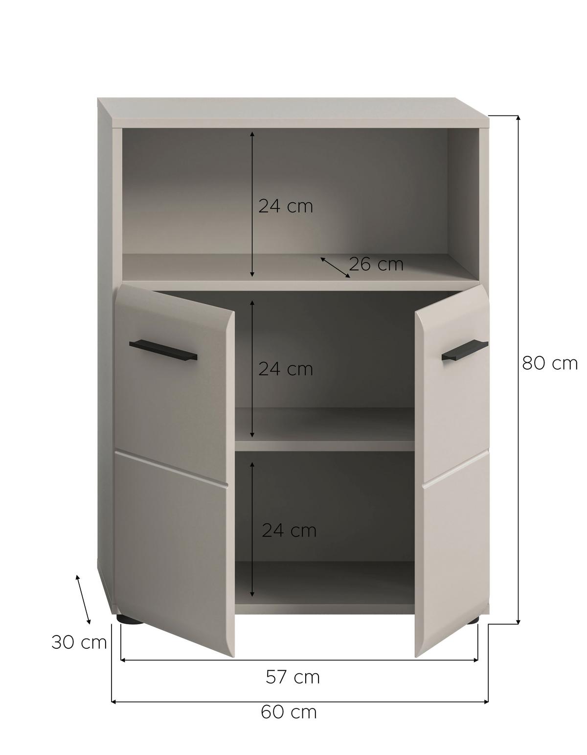 Midischrank Ice Kaschmir B: 60cm - Kaschmir/Schwarz, Trend, Holzwerkstoff (60/80/30cm) - MID.YOU