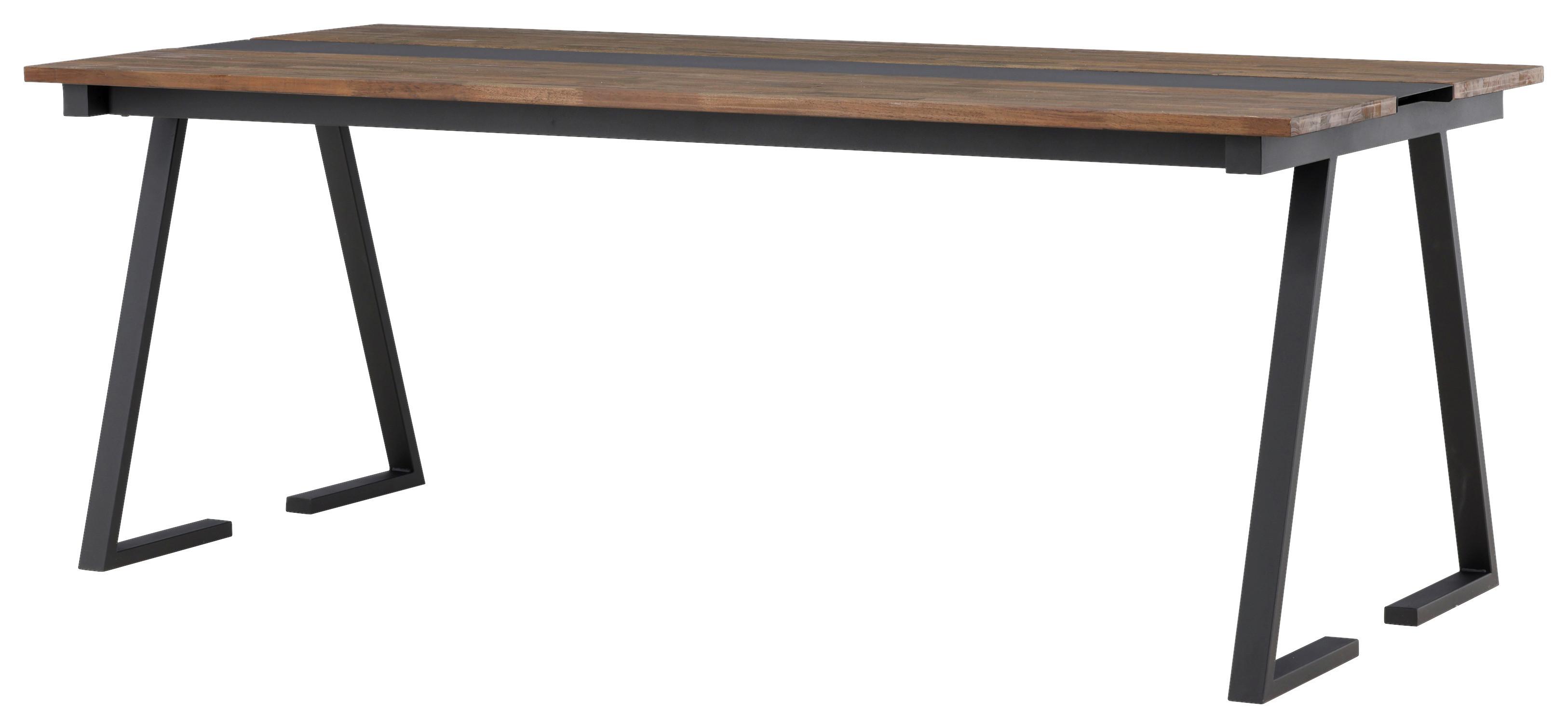 Esstisch Jakarta - Schwarz/Teakfarben, Design, Holz/Metall (200/90/75cm) - Livetastic