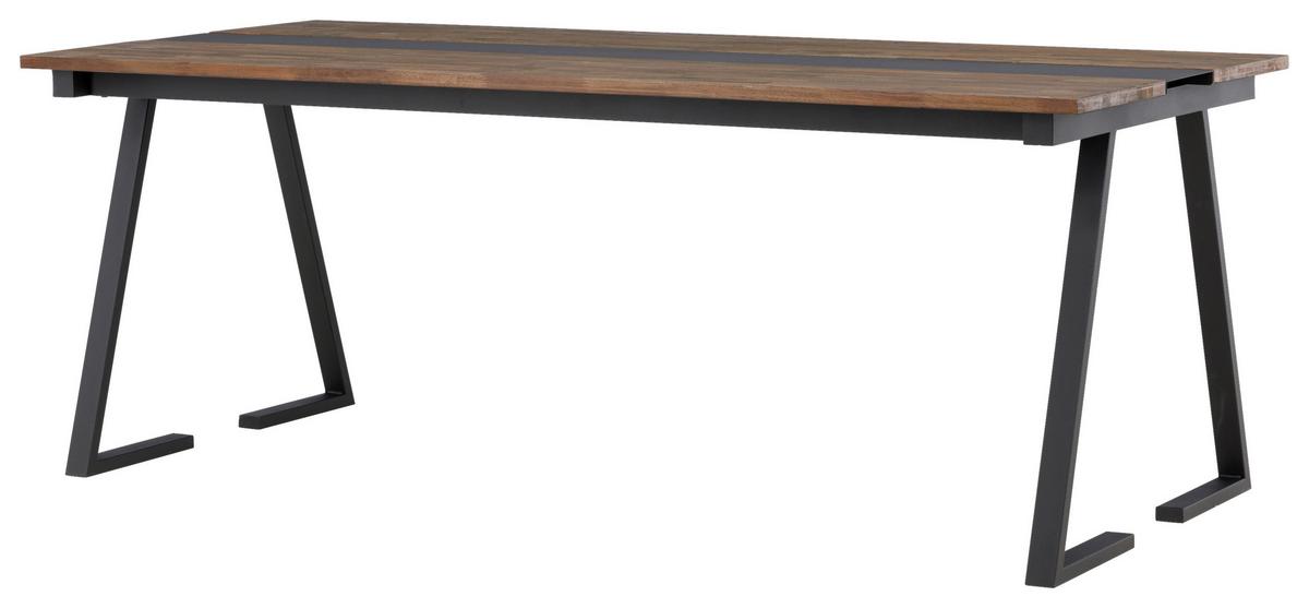 Esstisch Jakarta - Schwarz/Teakfarben, Design, Holz/Metall (200/90/75cm) - Livetastic