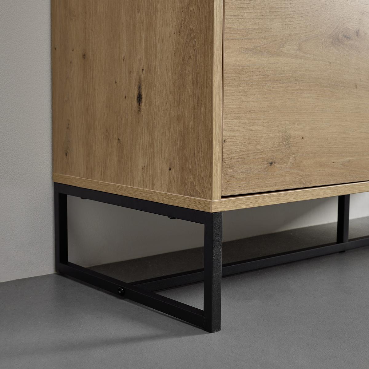 Komoda FOSCA - černá/barvy dubu, Moderní, kov (100/76/40cm) - Bessagi Home