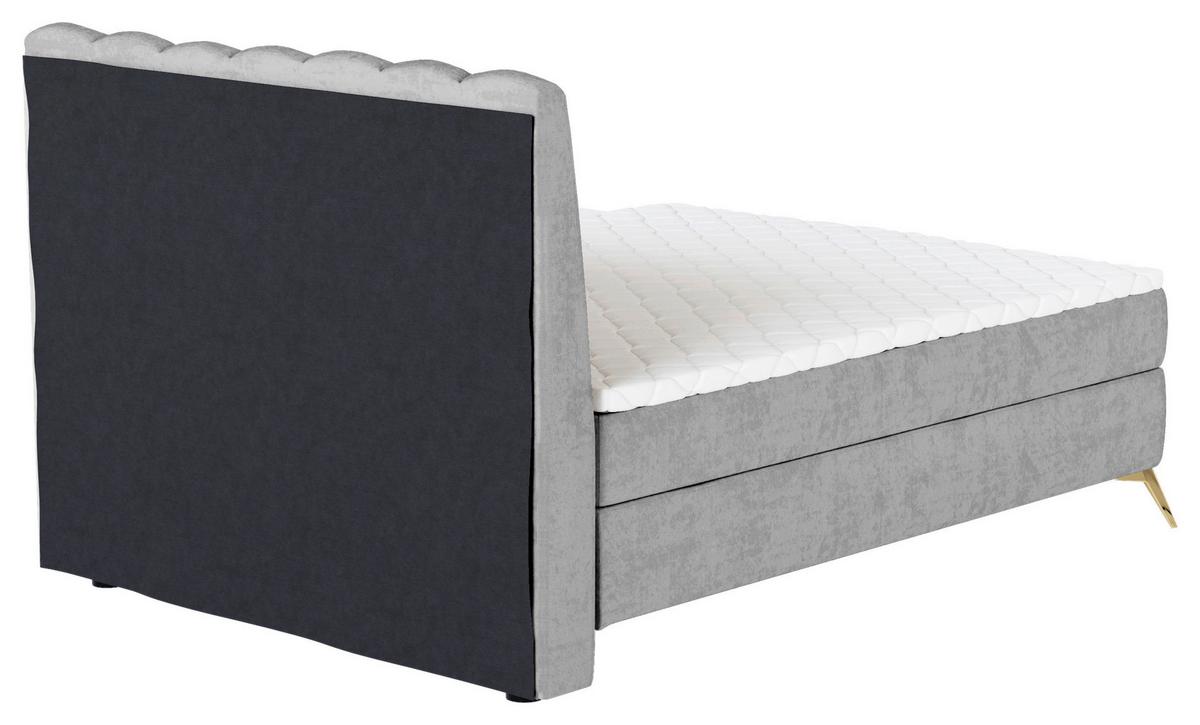 Boxbett Lexi Grau, inkl. Topper 160x200 - Beige/Goldfarben, Basics, Textil (160/200cm) - Livetastic