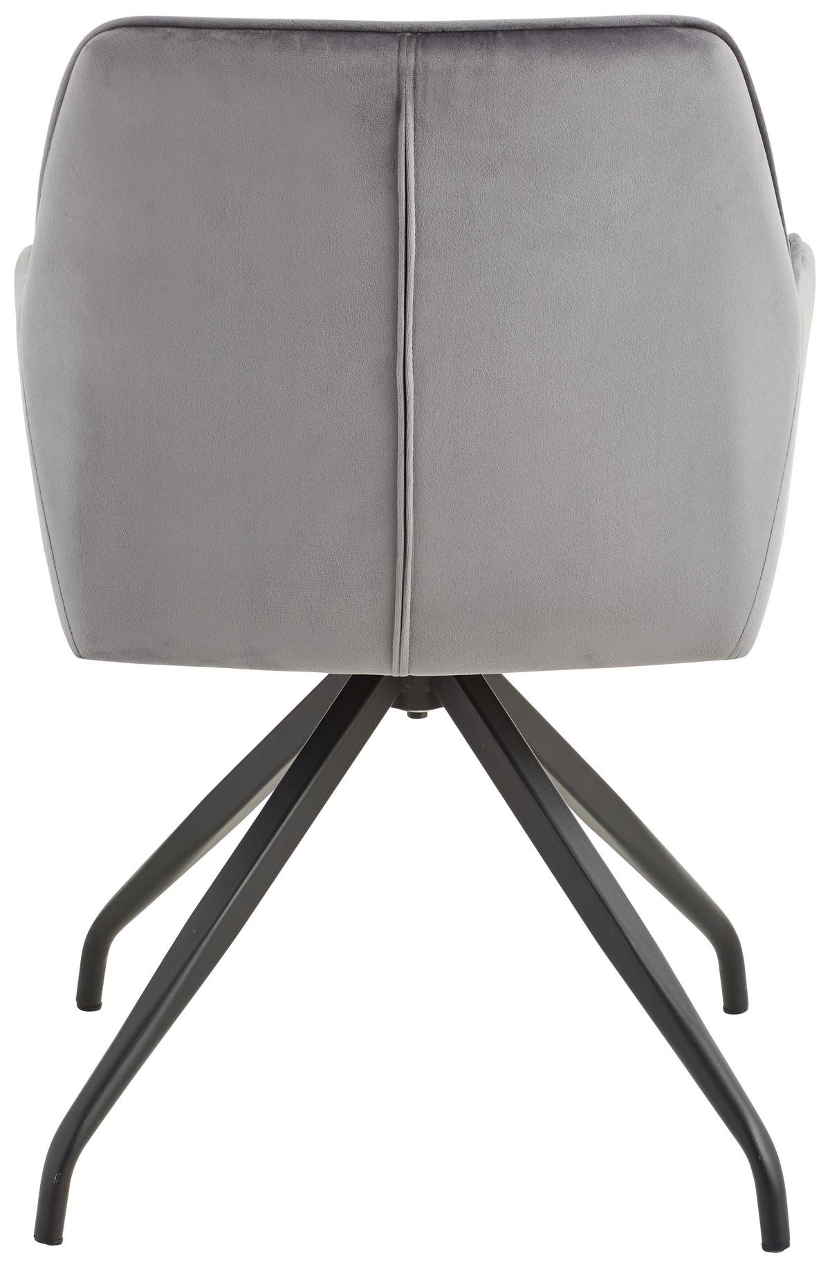 Armlehnstuhl Rapallo Grau Drehbare Sitzfläche 2er-Set - Schwarz/Grau, MODERN, Holz/Textil (57/83,5/60cm) - Livetastic