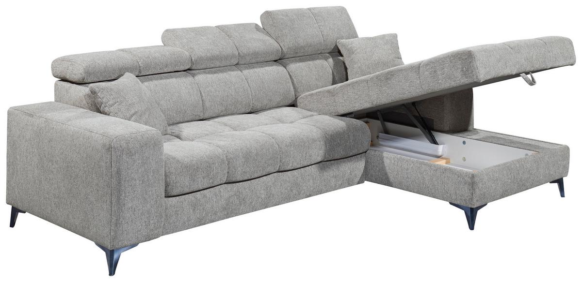 Ecksofa Sydney Hellgrau S: 268/172 Cm - Hellgrau/Schwarz, KONVENTIONELL, Textil (268/172cm) - MID.YOU
