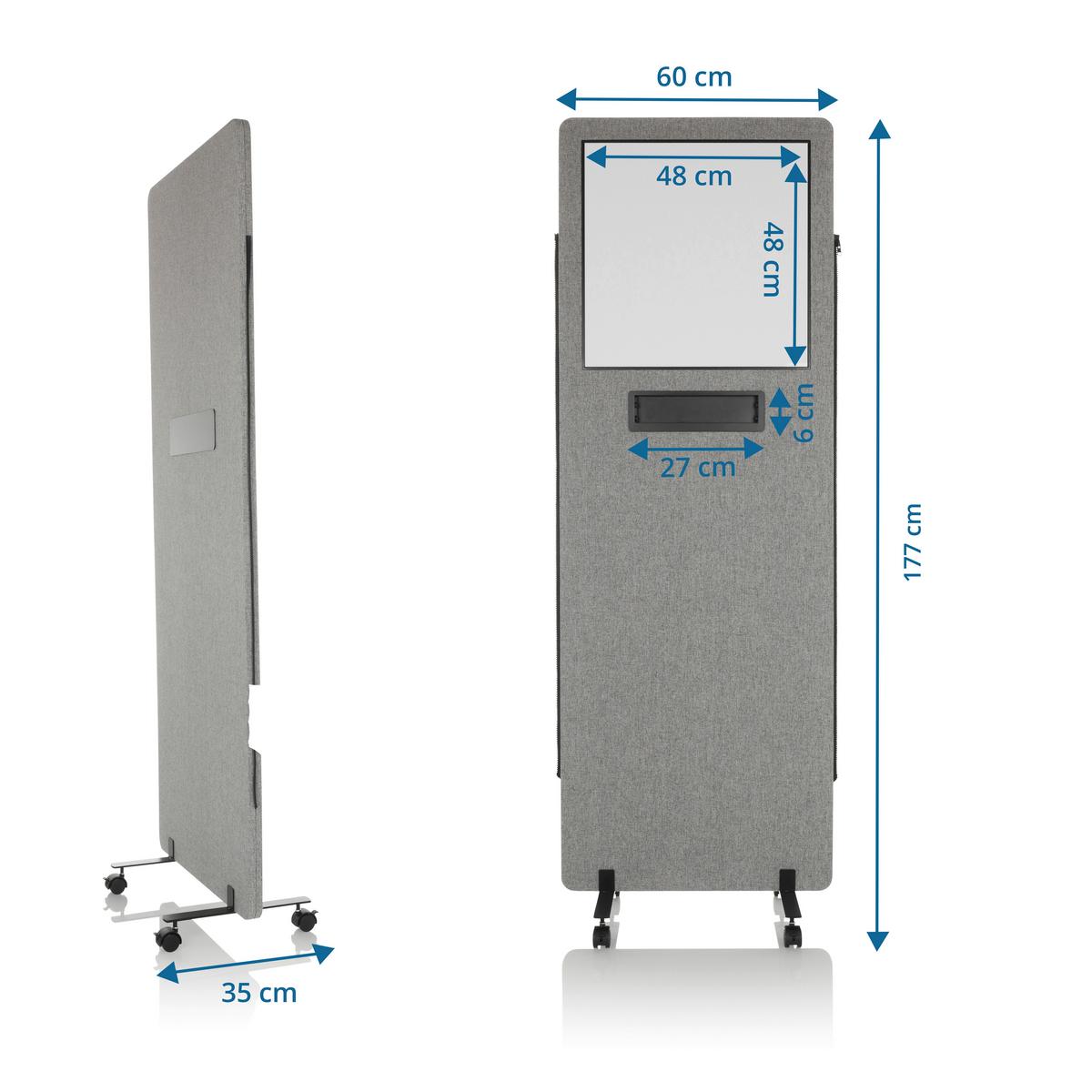 Trennwand Flexmiut Wb - Klar/Hellgrau, Basics, Kunststoff/Textil (60/177/3cm) - MID.YOU