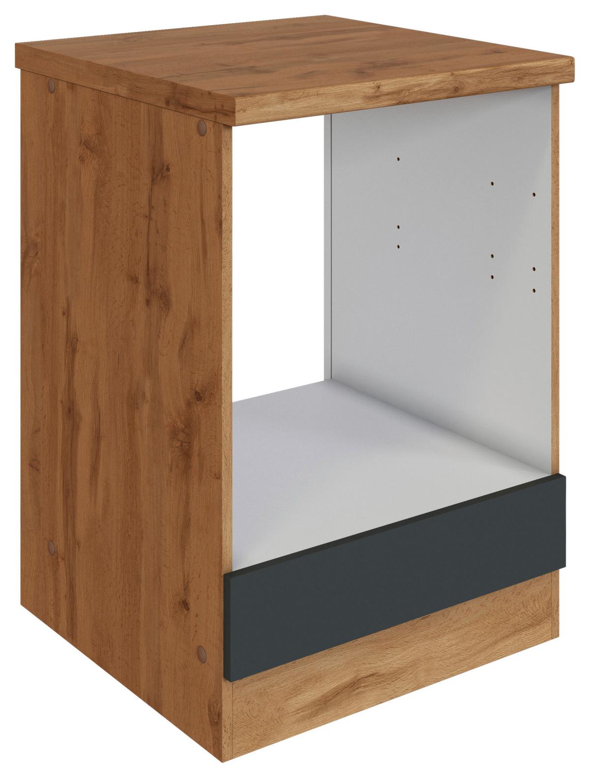 Herdumbauschrank Florenz B: 60cm Grau mit Arbeitsplatte - Eiche Wotan/Grau, Design, Holzwerkstoff (60/86/60cm) - Held