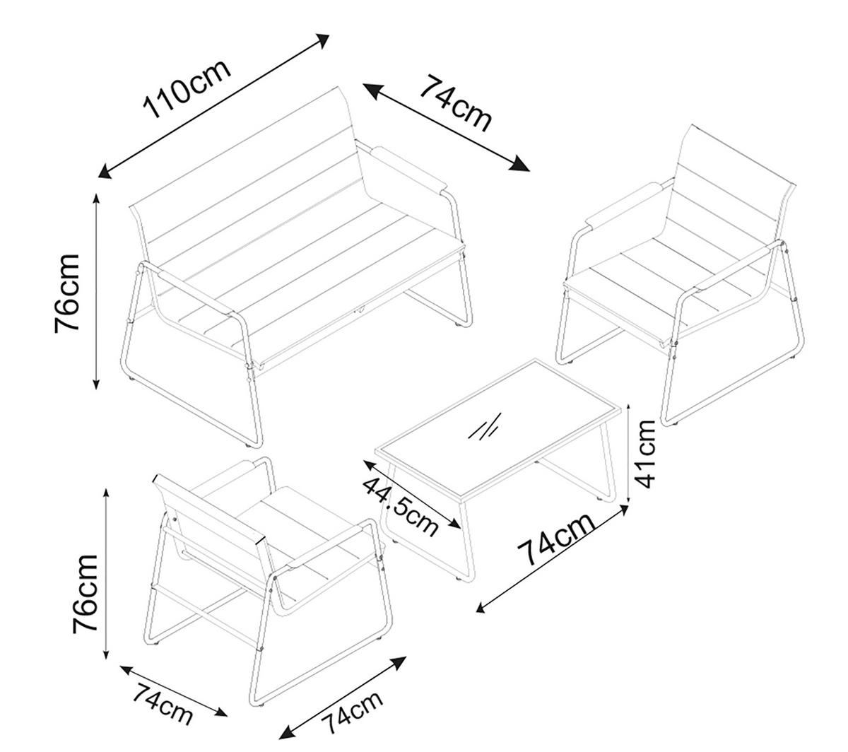 Loungegarnitur Lexila 4-teilig Anthrazit - Anthrazit/Schwarz, MODERN, Glas/Kunststoff - MID.YOU