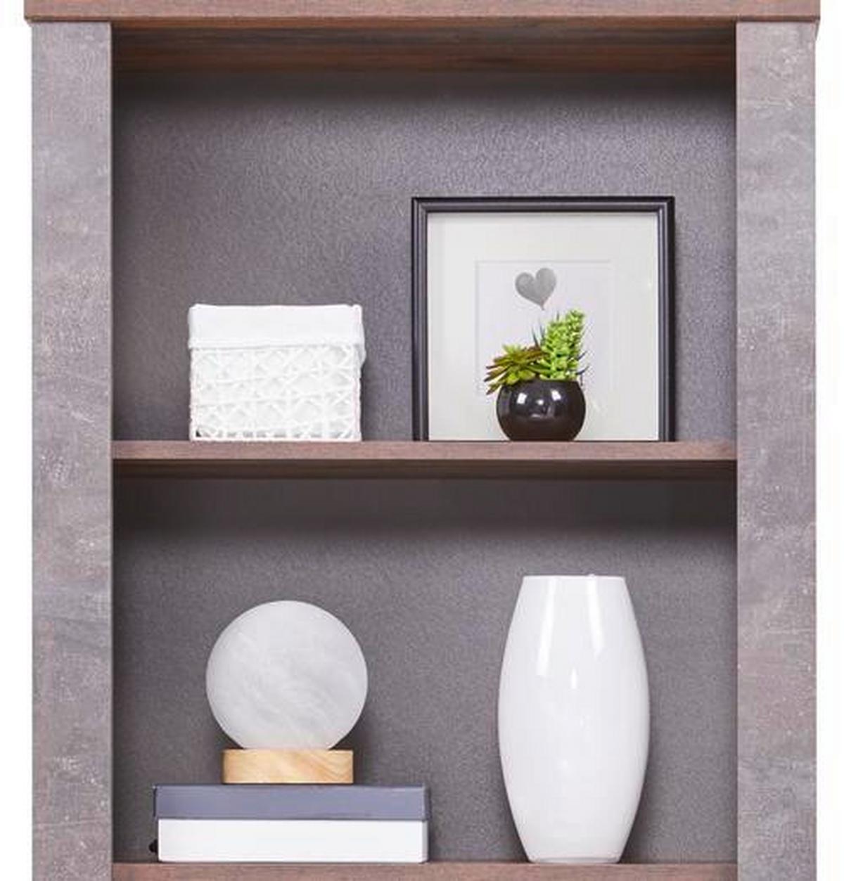 Regal mit Lade + Tür Ontario B: 71,4cm Old Style/Betonoptik - Dunkelgrau/Eichefarben, Trend, Holzwerkstoff (71,4/200/41,5cm) - Ondega