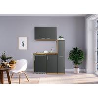 Miniküche mit Kühlschrank + Kochfeld 130 cm Grau/Eiche - Eichefarben/Grau, MODERN, Holzwerkstoff/Metall (130cm) - Respekta