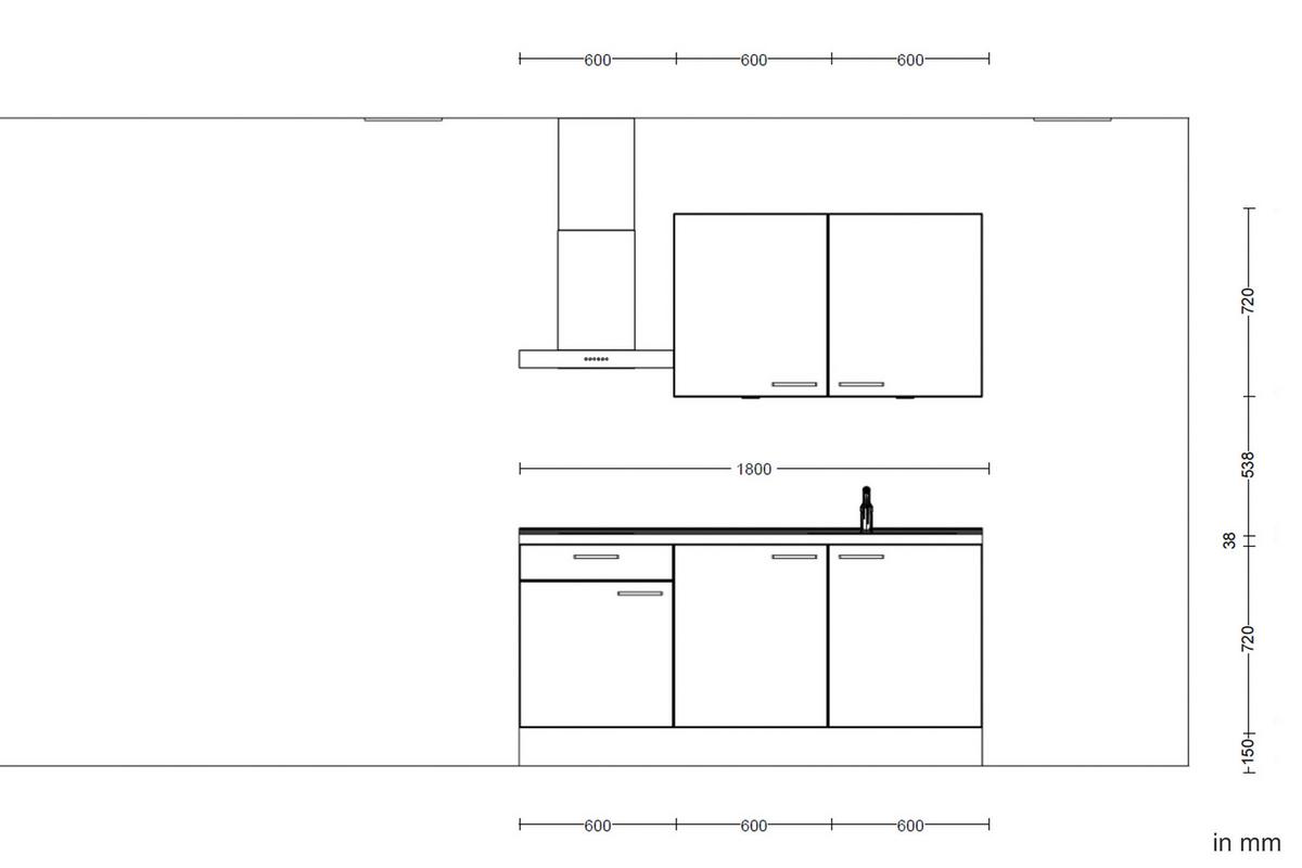 Küchenleerblock Easytouch Low-Line, L1 Links - Dunkelgrün/Eichefarben, MODERN, Holzwerkstoff (180cm) - Nobilia