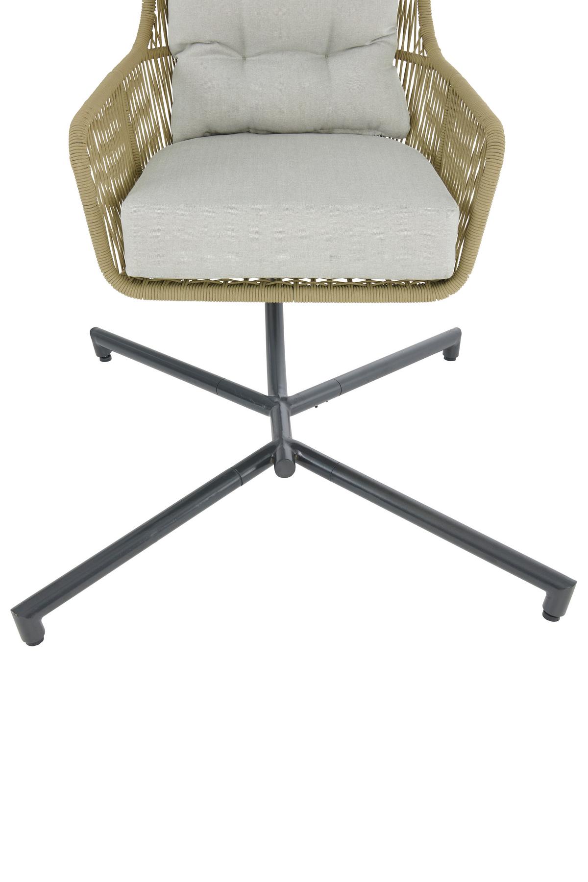 Hängesessel mit Gestell Paris Mit Sitz- und Rückenkissen - Beige/Limette, MODERN, Kunststoff/Textil (110/198/117cm) - Beldano