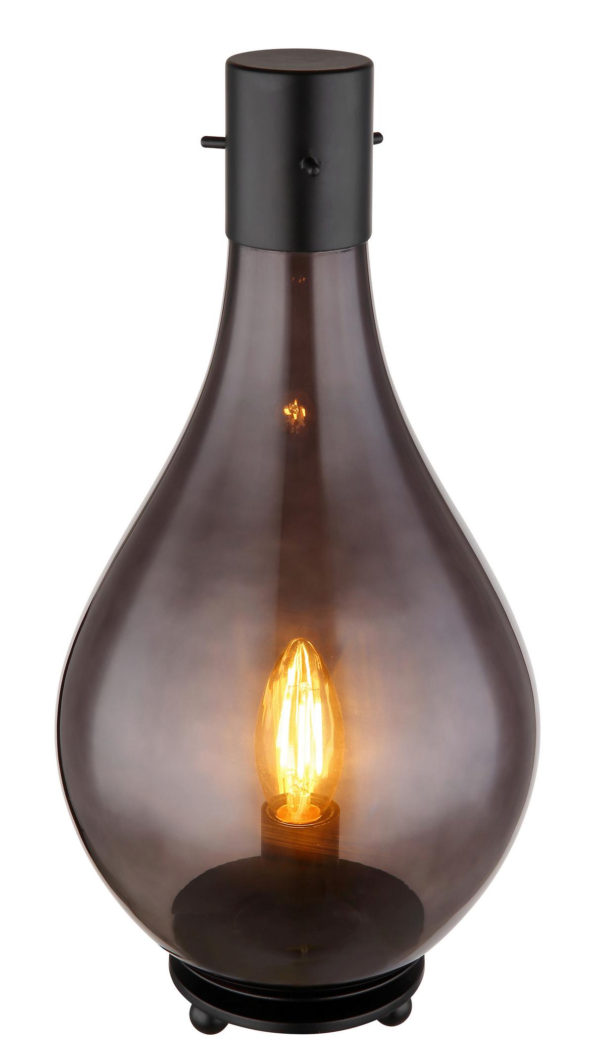 Tischleuchte 15574t - Schwarz, Basics, Glas/Metall (18/35cm) - Globo